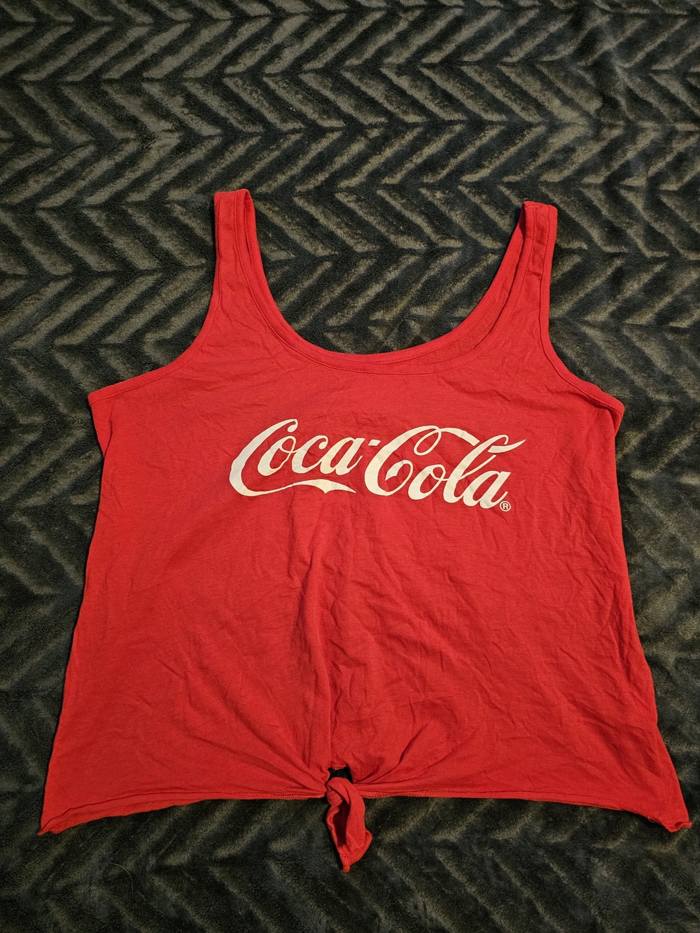 Coca-Cola Red Tie Front Tank Top XL (15/17) Graphic Logo